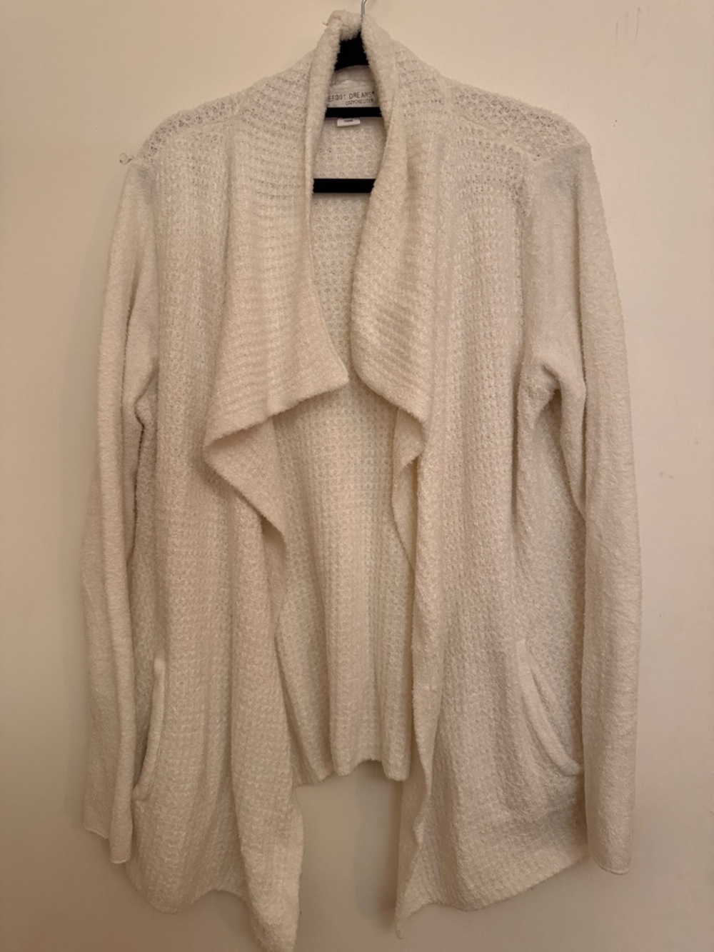 Barefoot Dreams CozyChic Lite Cardigan M Cream Open Front Soft
